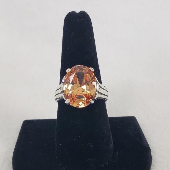 Silpada 925 Sterling Silver CZ Champagne Cubic Zirconia Ring R1318 Size 8-1/2 - Picture 1 of 9